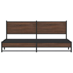 Berkfield Metal Bed Frame Without Mattress Brown Oak 200X200 Cm - thumbnail 5