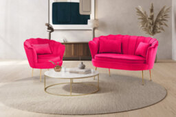 Pink Velvet  2 + 1 Seat Sofa And Chair Set For Living Room & Office Daisy