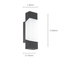 Eglo Gorzano Anthracite Metal And Plastic Ip44 Integrated Led Outdoor Wall Light, (D) 10.5Cm - thumbnail 4