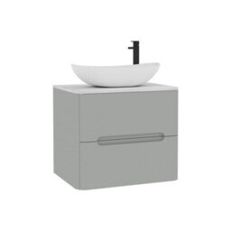 Royal Bathrooms Venice 600mm Dove Grey Wall Mounted Bathroom Countertop Vanity Unit 2 Drawer With Cesar Basin - thumbnail 7