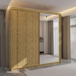 Sliding Wardrobes 4 u LTD Sliding Wardrobes 4U Ronal 2&3 Sliding Door Wardrobe With Mirror Panel Available In 4 Colors - (Oak/oak W150Cm, H217Cm) - thumbnail 1