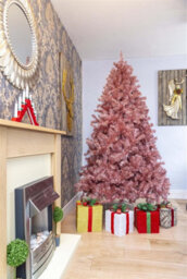 Shatchi 6Ft Artificial Christmas Tree Rose Gold Shiny Tinsel Tips Bushy Look Luxurious Hinged Branches Xmas Decorations - thumbnail 2