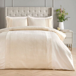 Soirée Iras Luxury Quilted Detailing Natural Duvet Cover Set - thumbnail 1