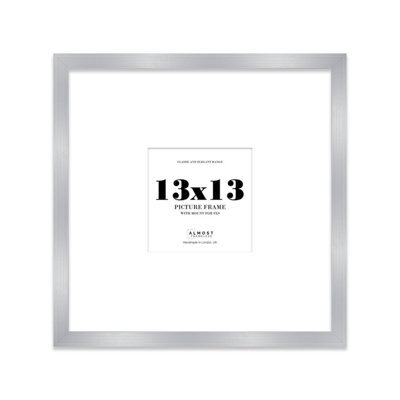 "13X13"" Silver Picture Frame - 13X13"" Square Frame With 9X9"" Mount For 13X13""/9X9"" Pictures Moderrn Style Thin Edge, 1 Pack" - image 1