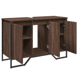 Berkfield Bathroom Sink Cabinet Brown Oak 91X35X60 Cm Engineered Wood - thumbnail 8