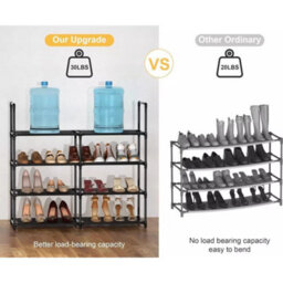 Shoe Rack, 4 Tier Stackable Shoe Storage Shelf With Metal Frame And Fabric Tiers, Easy Assembly - thumbnail 5