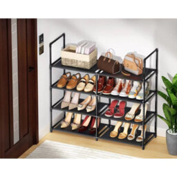 Shoe Rack, 4 Tier Stackable Shoe Storage Shelf With Metal Frame And Fabric Tiers, Easy Assembly - thumbnail 7