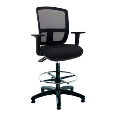 Flexi-Mesh Black Draughtsman Chair With Black Upholstered Seat - image 1