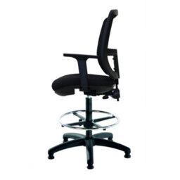 Flexi-Mesh Black Draughtsman Chair With Black Upholstered Seat - thumbnail 2