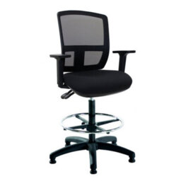 Flexi-Mesh Black Draughtsman Chair With Black Upholstered Seat - thumbnail 1