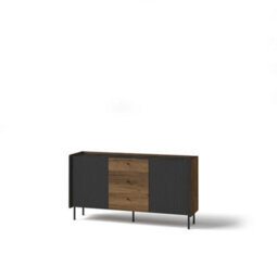 Arte Prestigo Sideboard Cabinet - Sleek Storage In Oak Walnut & Black Matt, H790mm W1500mm D400mm