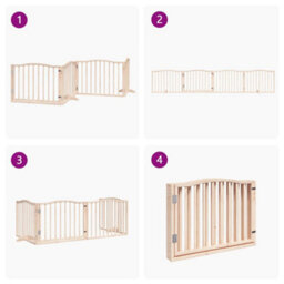 Walplus Wood Dog Gate With Door Foldable 4 Panels 320 Cm Poplar Wood - thumbnail 7