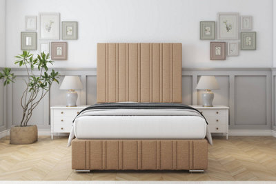 "Sloomy Langston Latte Dumfries Bed Frame With Mattress With 50"" Upholstered Headboard 5' King" - image 1