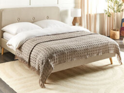 Beliani Bedspread Bere Cotton 200 X 220 Cm Taupe - thumbnail 2