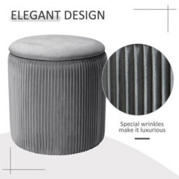 Round Footstool Storage Ottoman Padded Seat Footrest Vanity Stool Chairs - thumbnail 3