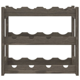 Berkfield Wine Rack For 12 Bottles Grey Solid Wood Pine - thumbnail 3