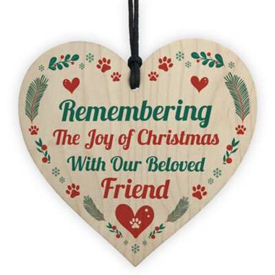Red Ocean Pet Memorial Christmas Tree Decoration Hanging Heart Bauble Dog Memorial Christmas Decoration Keepsake - image 1