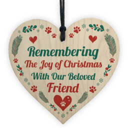 Red Ocean Pet Memorial Christmas Tree Decoration Hanging Heart Bauble Dog Memorial Christmas Decoration Keepsake - thumbnail 1