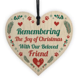 Red Ocean Pet Memorial Christmas Tree Decoration Hanging Heart Bauble Dog Memorial Christmas Decoration Keepsake