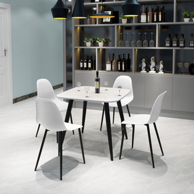 Core Products Aspen White 80Cm Square Dining Table With 4 White Plastic Curve Design Chairs - image 1