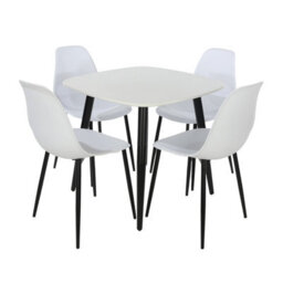 Core Products Aspen White 80Cm Square Dining Table With 4 White Plastic Curve Design Chairs - thumbnail 2