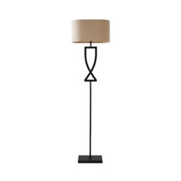 Valuelights Katniss Large Black Metal Floor Lamp With An Oatmeal Fabric Oval Lampshade - Bulb Included - thumbnail 8