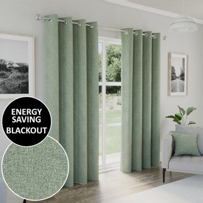 "Enhanced Living Dallas 100% Blackout Thermal Green Curtains With 3"" Tape Top Header (Pair) - 46X90 Inch (117X229Cm)" - image 1