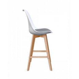 Fusion Living Soho White & Dark Grey Plastic Bar Stool With Light Wood Legs - thumbnail 5