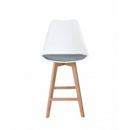 Fusion Living Soho White & Dark Grey Plastic Bar Stool With Light Wood Legs - thumbnail 6