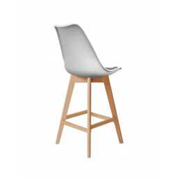 Fusion Living Soho White & Dark Grey Plastic Bar Stool With Light Wood Legs - thumbnail 3