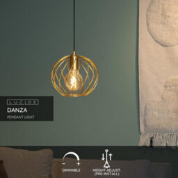 Lucide Danza Classic Pendant Light 25Cm - 1Xe27 - Matt Gold, Brass - thumbnail 2