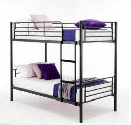 D Pro T Homeware Bunk Bed Single Sleeper Black Metal Frame, Converts To 2 Single Beds