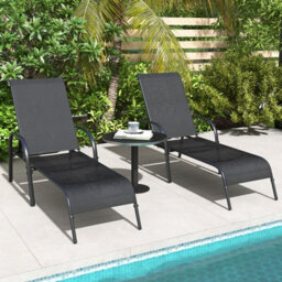 Costway Patio Chaise Lounge Chair Outdoor Adjustable Folding Recliner-Black - thumbnail 6