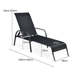 Costway Patio Chaise Lounge Chair Outdoor Adjustable Folding Recliner-Black - thumbnail 3