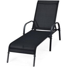 Costway Patio Chaise Lounge Chair Outdoor Adjustable Folding Recliner-Black - thumbnail 2