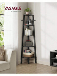 LEDREM Corner Shelf Unit, 5-Tier Corner Shelf, Ladder Shelf For Living Room, Bookshelf Or Plant Stand, Industrial Accent Furniture - thumbnail 1