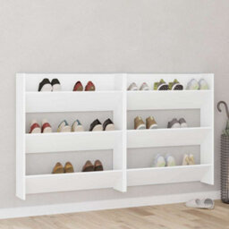 Vidaxl Wall Shoe Cabinets 2 Pcs  White 80X18X90 Cm Engineered Wood