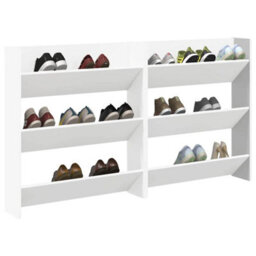 Vidaxl Wall Shoe Cabinets 2 Pcs  White 80X18X90 Cm Engineered Wood - thumbnail 4