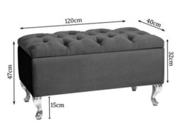 Londona 120Cm Chesterfield Ottoman Storage Bench - Plush Velvet Shoe Bench - Steel Grey Upholstery Footstool With Storage - thumbnail 3