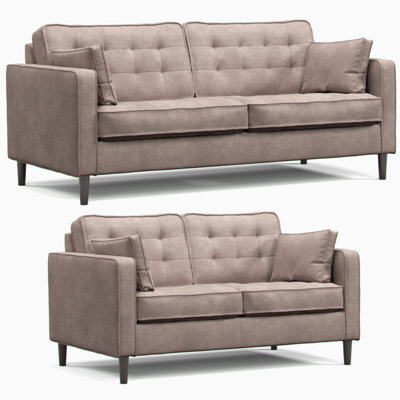 Furnishings For Less UK Eden Pewter Chenille Fabric Boxed Arm Sofa Suite 3 + 2 Sofas - image 1