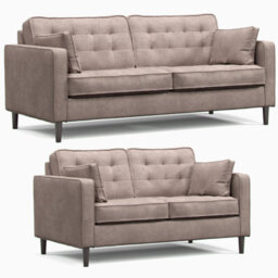 Furnishings For Less UK Eden Pewter Chenille Fabric Boxed Arm Sofa Suite 3 + 2 Sofas - thumbnail 1