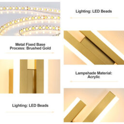 Pheashine Gold Nordic Led Acrylic Wall Lamp, 40X9.5X4Cm With 3-Color Light 3000/4500/6500K - thumbnail 5
