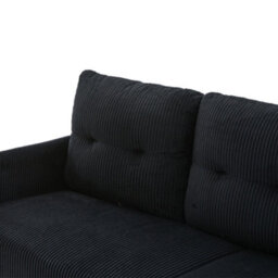 Abrihome Oversized Loveseat, Modern & Plush Double-Seater Sofa, Cozy Bedroom Sofa With Metal Legs & Side Pockets For Living Room, Black - thumbnail 6
