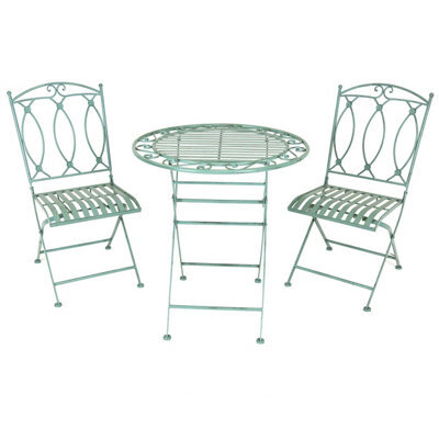 Charles Bentley Rustic Wrought Iron Outdoor Bistro Set - Sage Green - image 1