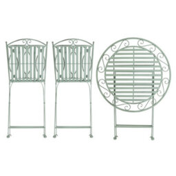 Charles Bentley Rustic Wrought Iron Outdoor Bistro Set - Sage Green - thumbnail 9