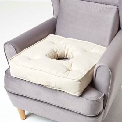 Homescapes Cream Pressure Relief Armchair Booster Cushion - image 1
