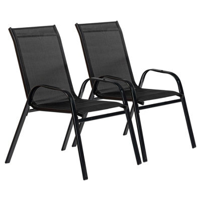 Harbour Housewares Texteline Canvas Garden Chairs - Black - Pack Of 6 - image 1