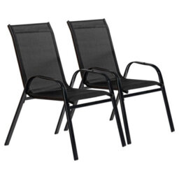 Harbour Housewares Texteline Canvas Garden Chairs - Black - Pack Of 6 - thumbnail 1