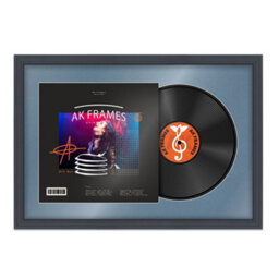 "AK Frames 25X17"" Dark Grey Step Vinyl Record Frame With Pompadour Mount For 12 Inch Lp Cover & Disc - Overlapped Design" - thumbnail 1