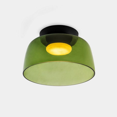 Luminosa Lighting Luminosa Levels Single Dome 32Cm Bowl Semi Flush Ceiling Light Black, Green Led 28W Cct 2700-3000-4000K Phase Cut Dimming